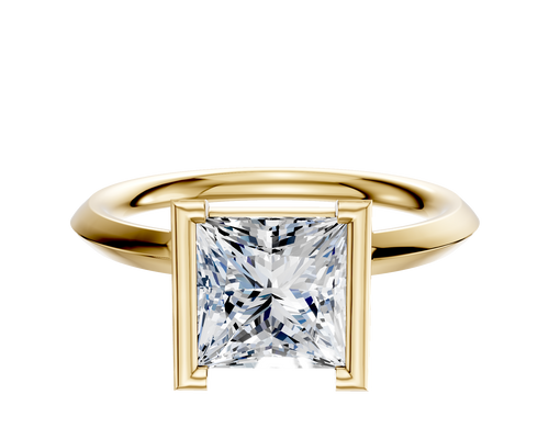 18K Yellow Gold Bezel Half Bezel North/South Classic Knife Edge 2.0mm Engagement Ring