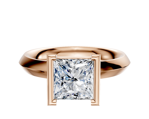 14K Rose Gold Bezel Half Bezel North/South Classic Knife Edge 3.0mm Engagement Ring