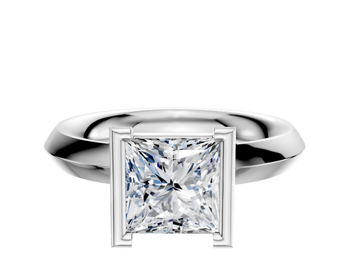 14K White Gold Bezel Half Bezel North/South Classic Knife Edge 3.0mm Engagement Ring