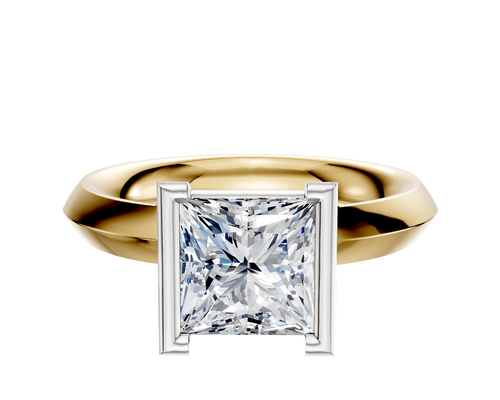 14K Two Tone Bezel Half Bezel North/South Classic Knife Edge 3.0mm Engagement Ring