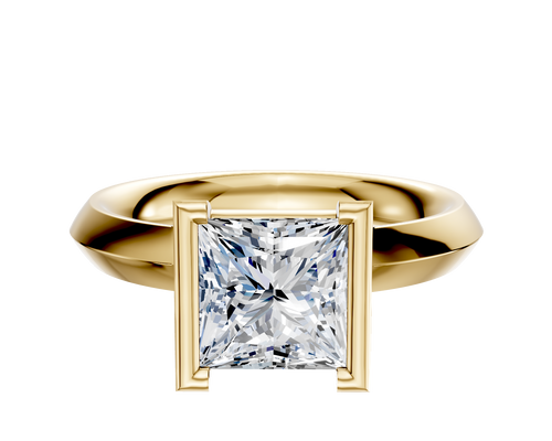 14K Yellow Gold Bezel Half Bezel North/South Classic Knife Edge 3.0mm Engagement Ring