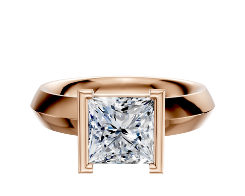18K Rose Gold Bezel Half Bezel North/South Classic Knife Edge 4.0mm Engagement Ring