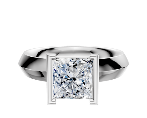 Platinum Bezel Half Bezel North/South Classic Knife Edge 4.0mm Engagement Ring