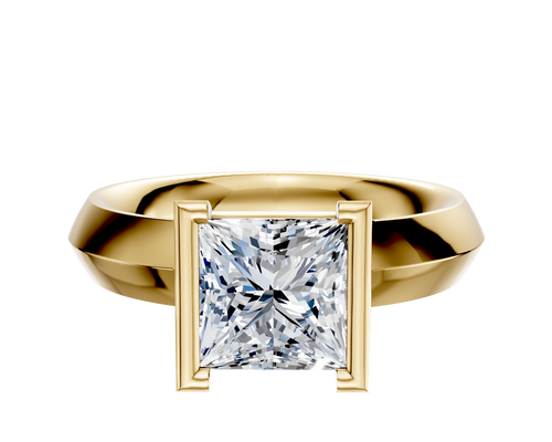 18K Yellow Gold Bezel Half Bezel North/South Classic Knife Edge 4.0mm Engagement Ring
