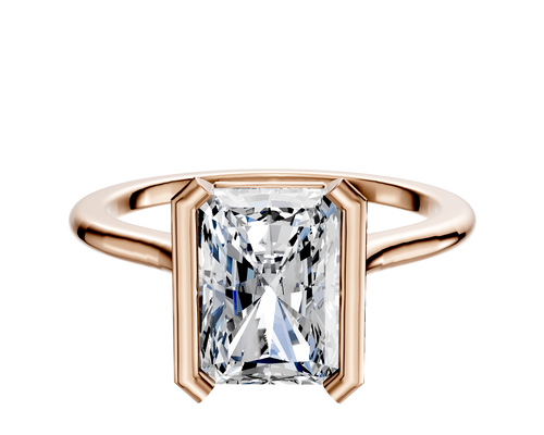 14K Rose Gold Bezel Half Bezel North/South Cathedral Dome 1.5mm Engagement Ring