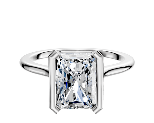 18K White Gold Bezel Half Bezel North/South Cathedral Dome 1.5mm Engagement Ring