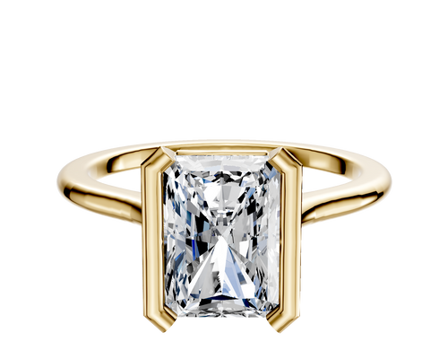 18K Yellow Gold Bezel Half Bezel North/South Cathedral Dome 1.5mm Engagement Ring