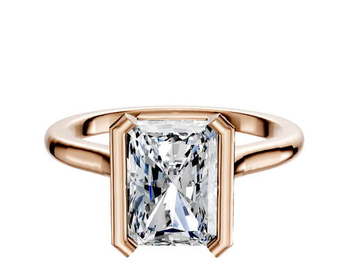 14K Rose Gold Bezel Half Bezel North/South Cathedral Dome 2.0mm Engagement Ring