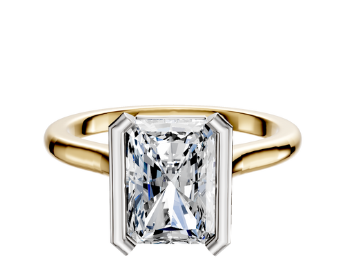 18K Two Tone Bezel Half Bezel North/South Cathedral Dome 2.0mm Engagement Ring