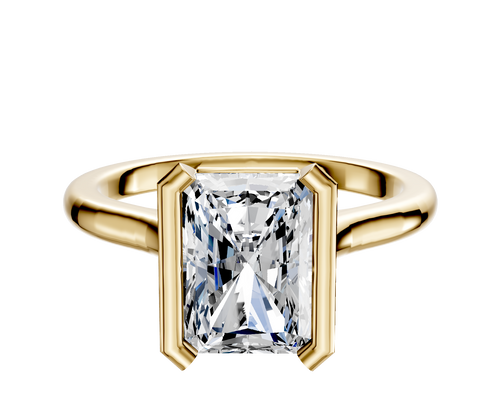 18K Yellow Gold Bezel Half Bezel North/South Cathedral Dome 2.0mm Engagement Ring