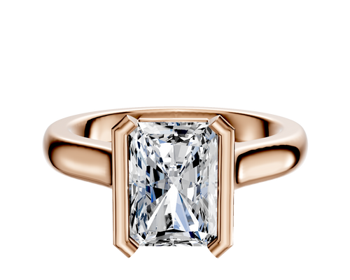 18K Rose Gold Bezel Half Bezel North/South Cathedral Dome 3.0mm Engagement Ring