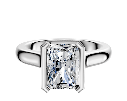 14K White Gold Bezel Half Bezel North/South Cathedral Dome 3.0mm Engagement Ring