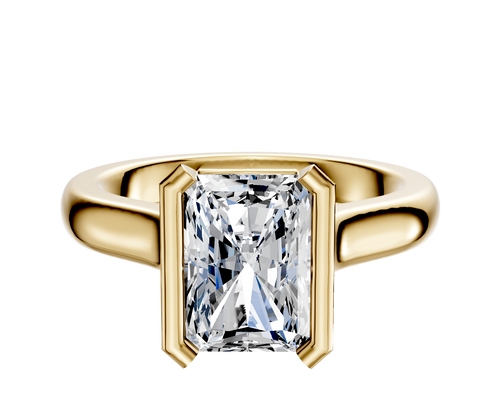 18K Yellow Gold Bezel Half Bezel North/South Cathedral Dome 3.0mm Engagement Ring