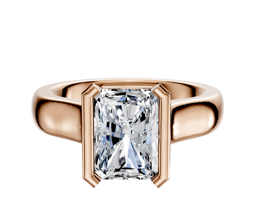 14K Rose Gold Bezel Half Bezel North/South Cathedral Dome 4.0mm Engagement Ring
