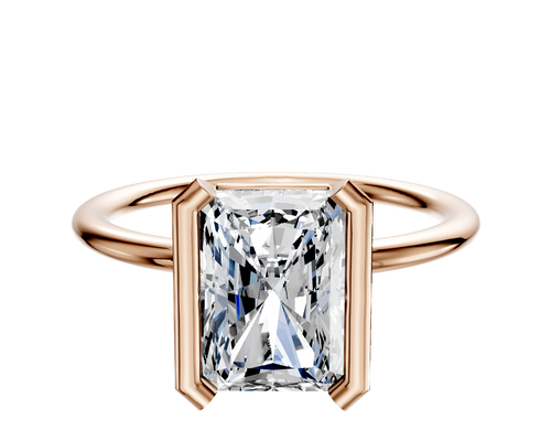 14K Rose Gold Bezel Half Bezel North/South Classic Dome 1.5mm Engagement Ring