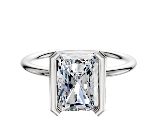 Platinum Bezel Half Bezel North/South Classic Dome 1.5mm Engagement Ring