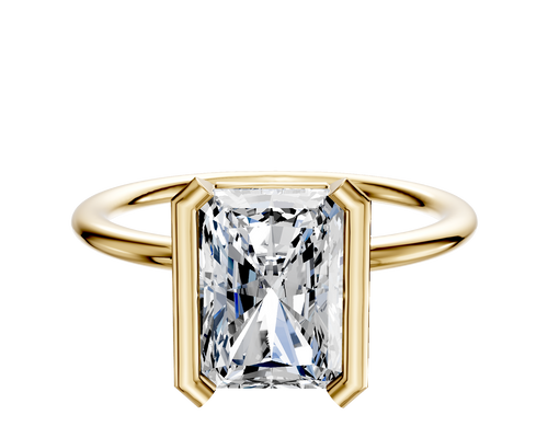 18K Yellow Gold Bezel Half Bezel North/South Classic Dome 1.5mm Engagement Ring