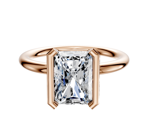 18K Rose Gold Bezel Half Bezel North/South Classic Dome 2.0mm Engagement Ring