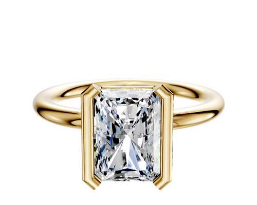 18K Yellow Gold Bezel Half Bezel North/South Classic Dome 2.0mm Engagement Ring