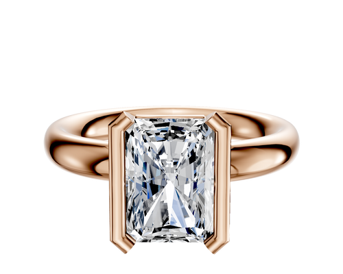 14K Rose Gold Bezel Half Bezel North/South Classic Dome 3.0mm Engagement Ring