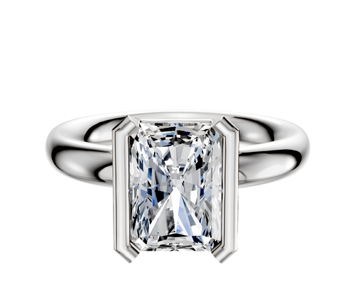 18K White Gold Bezel Half Bezel North/South Classic Dome 3.0mm Engagement Ring