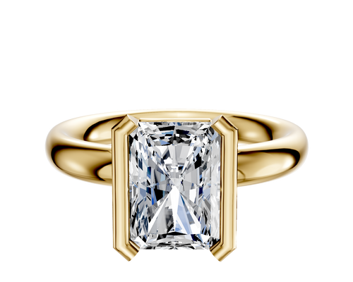 18K Yellow Gold Bezel Half Bezel North/South Classic Dome 3.0mm Engagement Ring