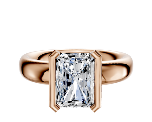 14K Rose Gold Bezel Half Bezel North/South Classic Dome 4.0mm Engagement Ring