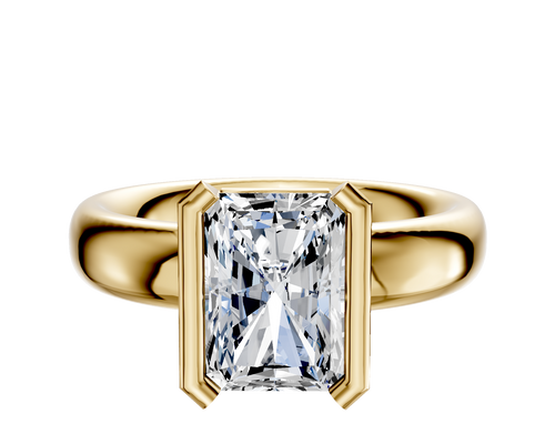 14K Yellow Gold Bezel Half Bezel North/South Classic Dome 4.0mm Engagement Ring