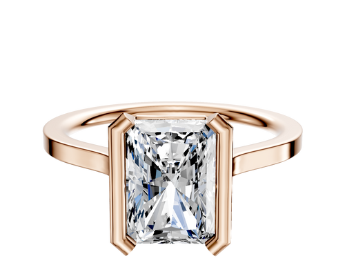 14K Rose Gold Bezel Half Bezel North/South Cathedral Flat 1.5mm Engagement Ring