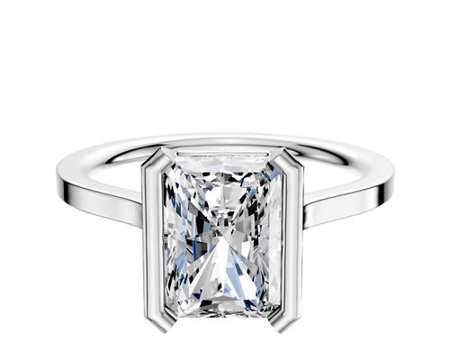 14K White Gold Bezel Half Bezel North/South Cathedral Flat 1.5mm Engagement Ring
