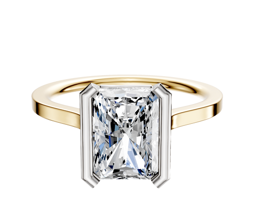 14K Two Tone Bezel Half Bezel North/South Cathedral Flat 1.5mm Engagement Ring