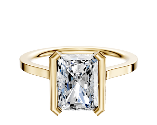 14K Yellow Gold Bezel Half Bezel North/South Cathedral Flat 1.5mm Engagement Ring