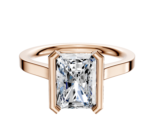 14K Rose Gold Bezel Half Bezel North/South Cathedral Flat 2.0mm Engagement Ring