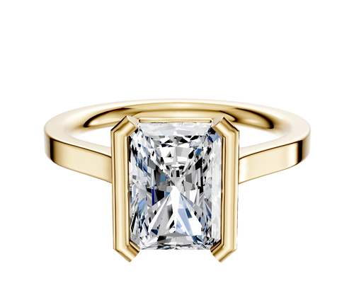14K Yellow Gold Bezel Half Bezel North/South Cathedral Flat 2.0mm Engagement Ring