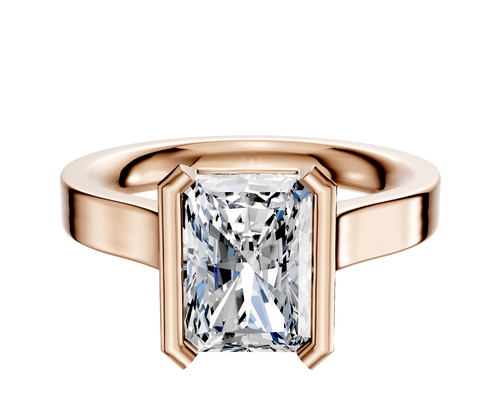 18K Rose Gold Bezel Half Bezel North/South Cathedral Flat 3.0mm Engagement Ring