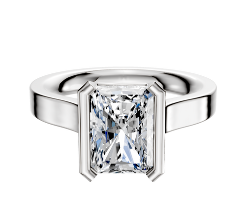 Platinum Bezel Half Bezel North/South Cathedral Flat 3.0mm Engagement Ring