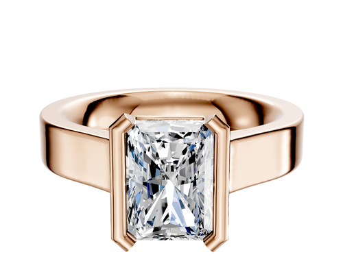 14K Rose Gold Bezel Half Bezel North/South Cathedral Flat 4.0mm Engagement Ring