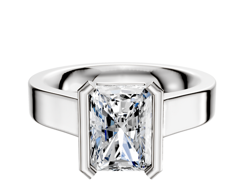 18K White Gold Bezel Half Bezel North/South Cathedral Flat 4.0mm Engagement Ring