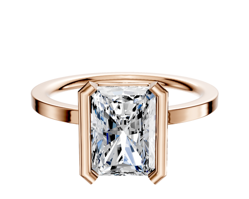 18K Rose Gold Bezel Half Bezel North/South Classic Flat 1.5mm Engagement Ring