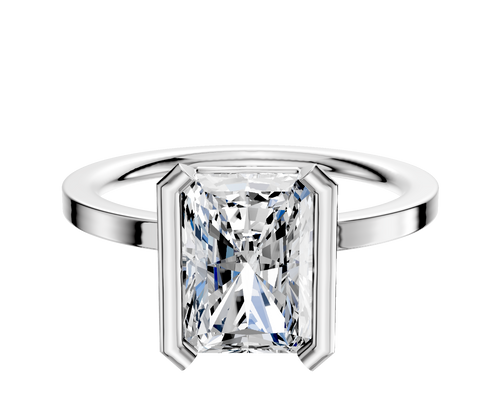 18K White Gold Bezel Half Bezel North/South Classic Flat 1.5mm Engagement Ring