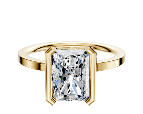 18K Yellow Gold Bezel Half Bezel North/South Classic Flat 1.5mm Engagement Ring