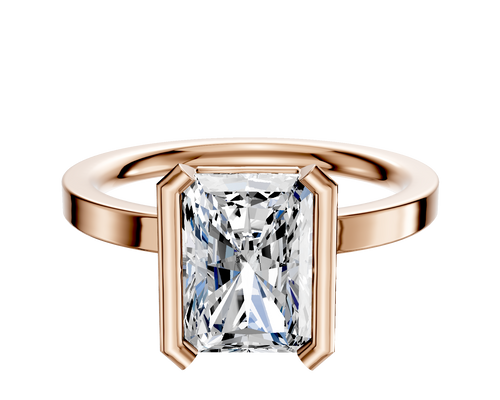 18K Rose Gold Bezel Half Bezel North/South Classic Flat 2.0mm Engagement Ring