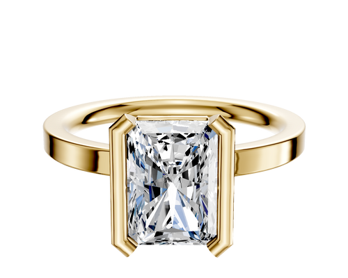 18K Yellow Gold Bezel Half Bezel North/South Classic Flat 2.0mm Engagement Ring