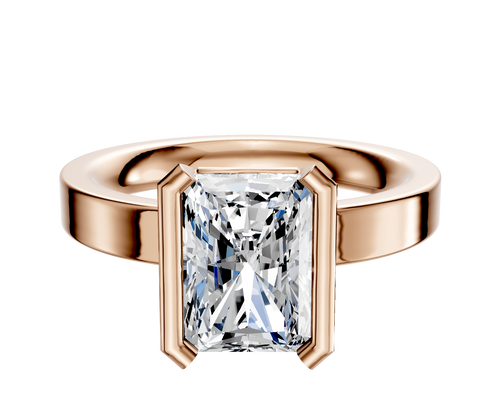 14K Rose Gold Bezel Half Bezel North/South Classic Flat 3.0mm Engagement Ring