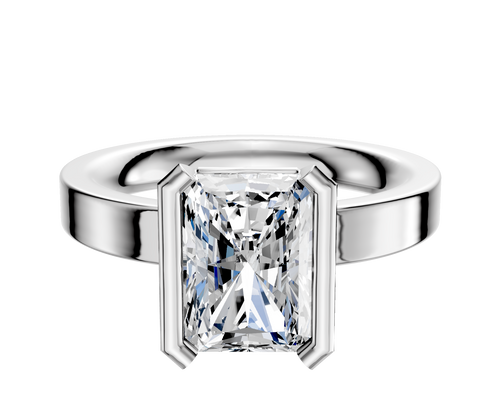 14K White Gold Bezel Half Bezel North/South Classic Flat 3.0mm Engagement Ring