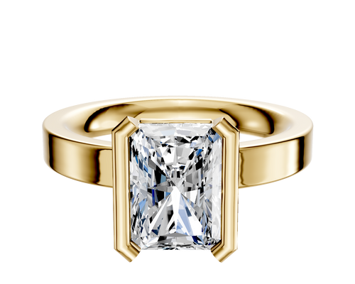 18K Yellow Gold Bezel Half Bezel North/South Classic Flat 3.0mm Engagement Ring