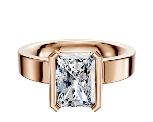 18K Rose Gold Bezel Half Bezel North/South Classic Flat 4.0mm Engagement Ring