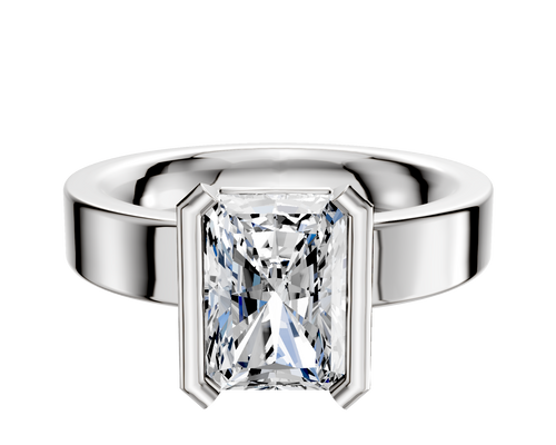 Platinum Bezel Half Bezel North/South Classic Flat 4.0mm Engagement Ring