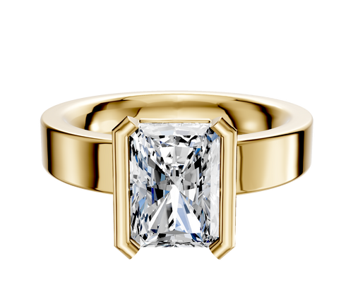 18K Yellow Gold Bezel Half Bezel North/South Classic Flat 4.0mm Engagement Ring