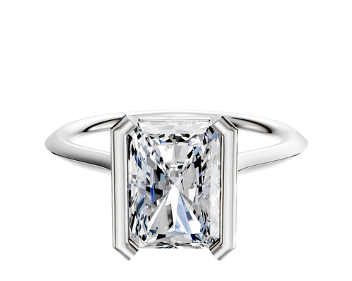 18K White Gold Bezel Half Bezel North/South Cathedral Knife Edge 1.5mm Engagement Ring